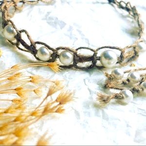 New Handmade Choker Jute Faux pearls